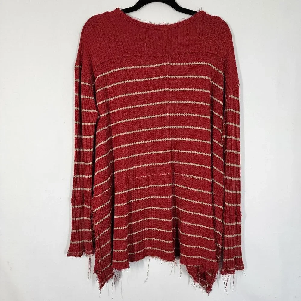 Free People Striped Sunset‎ Park Thermal Tunic Waffle Knit Bohemian sz Medium